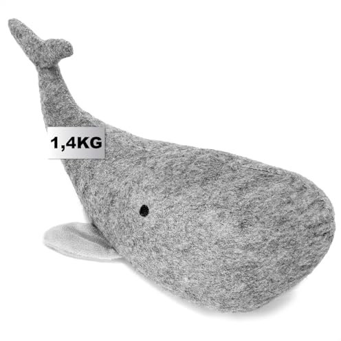 com-four® Tope de Puerta - Soporte de Puerta Pesado con un Lindo diseño de Ballena - Accesorio Funcional para el hogar - Tope de Ventana Ideal para Corrientes de Aire - 1,4 kg (Ballena)