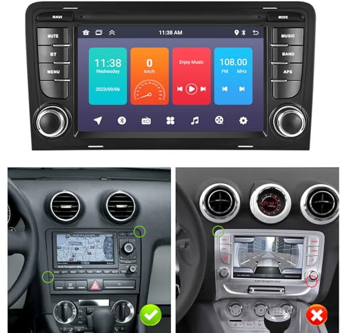 1+32G CAMECHO Android 13 Autoradio für Audi A3 8P/8P1 S3 RS3 Sportback mit Navi, 7 Zoll Auto Radio Touch Display mit Bluetooth WiFi MirrorLink FM RDS und USB EQ Canbus