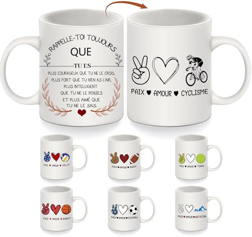 Cadeau d'Inspiration pour Cyclistes - Mug pour Femmes, Hommes, Adolescents - Anniversaire, Noël - Passionnés de Cyclisme