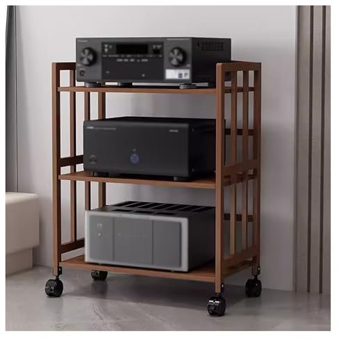 ZCFLWR 2/3/4/5-stufiger AV-Medienständer, Audio-Rack-Regal, Büro-/Heim-CD-Plattenspieler, Stereo-Receiver-Schrank, Komponenten-Aufbewahrungseinheit mit verstellbaren Regalen/Rollen, Eckregal für Pr