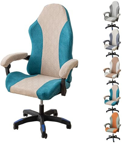 KCCRHIN Housses De Chaise De Gaming 4 Pièces Housses De Chaise De Jeu Extensible Housse pour Chaise De Bureau avec Accoudoirs/Dossier De Chaise Ensemble Housse De Fauteuil Gamer Rotatif,E