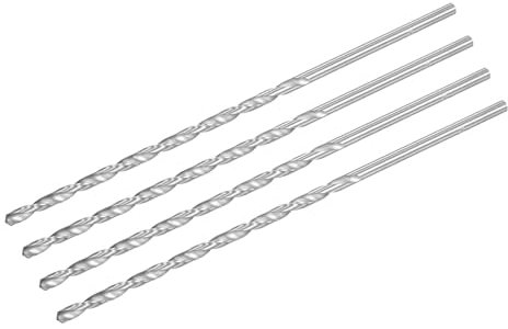 sourcing map 4mm Twist Drill Bits, High-Speed Steel Straight Shank Extra Long Drill Bit 160mm Length for Wood Plastic Aluminum, 4pcs