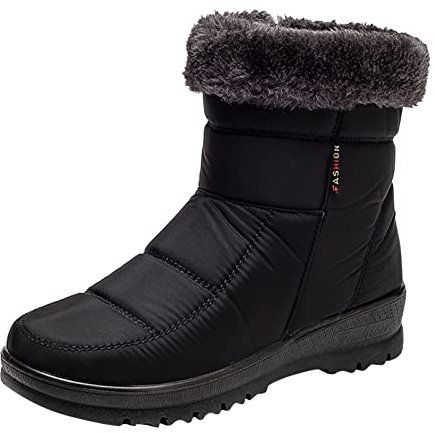 Winterstiefel Damen Gefüttert Und Wasserdicht - Schneestiefel Plateau Stiefeletten Rutschfest Schneeboots Große Größen Winterschuhe Kurzschaft Stiefel Boots Verdickte Schlupfstiefel