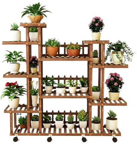 SHCHNA Blumenregal Blumenständer Pflanzenständer Pflanzenständer Aus Holz Für Drinnen Und Draußen, Blumenständer, Eck-Pflanzenregal, Garten, Mehrstöckig Pflanzenregal Blumentreppe