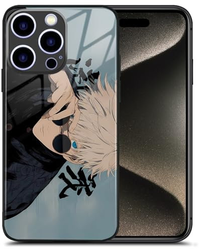 Satoru_Gojo JJK Anime Silikon Gehärtetes Glas Handyhülle - Manga Muster, Haltbarkeit und Stylische Mode Beliebt für iPhone 16 Pro