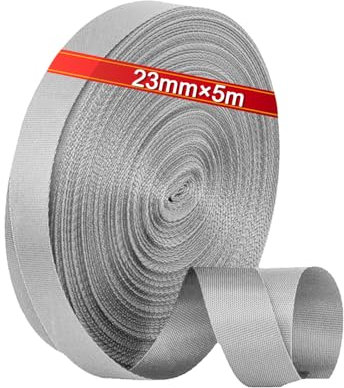 NICEIN Grau Rolladengurt Gurtband für Rolladen Jalousien,Langlebige Reißfeste Rollladengurt,Abriebfeste Jalousie Band,Geeignet zum Austausch von Beschädigten oder Verschmutzten Rolloband (23mm x 5m)