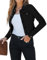 Roskiky Übergangsjacke Jacke Damen Kurze Jeansjacke Damen Wahres Schwarz L
