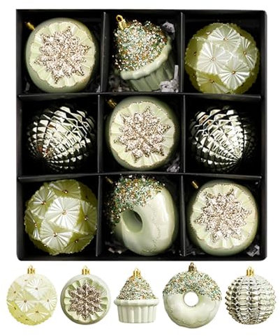 Fukamou Grüne Weihnachtskugeln, Lindgrüner Weihnachtsschmuck - Weihnachtskugel-Ornamente, 9 Stück, Christbau-mschmuck | Weihnachtsbaumdekoration, Weihnachtskugeln Für Familie, Freunde Oder Kollegen