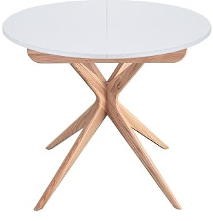 Ragaba Ronde Extensible Table à Manger 90cm Jubi Blanc