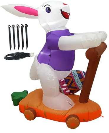 Folpus Osterhase, aufblasbar, für den Außenbereich, Osterdekoration, niedlich, 1,5 m, aufblasbar, für Party-Einkaufszentren außerhalb der Urlaubsterrasse