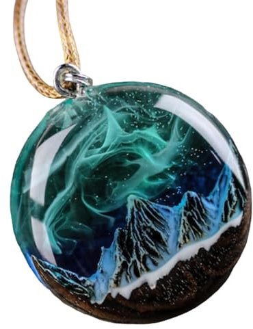 Halskette für Damen zum Freizeittragen – Borealis-Halskette mit Opalanhänger | Nordlicht-Halskette, Harz-Schneeberg-Anhänger für Damen, Sternenhimmel-Kristall-Halskette zum Muttertag, einzigartiger Bo