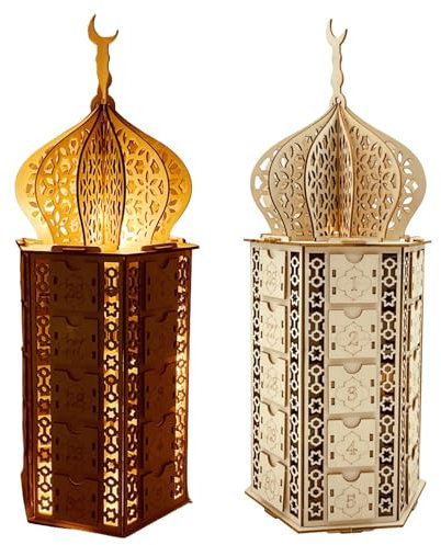 -Adventskalender aus – Eid-Countdown-Kalenderschrank aus – Mond-Stern-Kalender, spirituelle Tischdekoration mit Schubladen für muslimische -Party-Dekoration