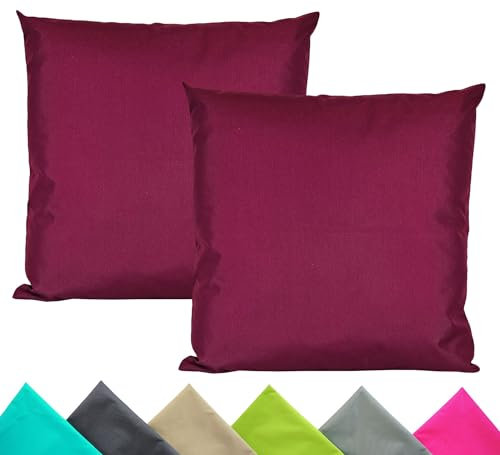 JACK 2er Set 40x40cm Outdoor Kissenhülle Kissenbezug Wasserfest Sitzkissen Lounge Kissen Garten Stuhl Lotus Effekt, Farbe:Bordeaux