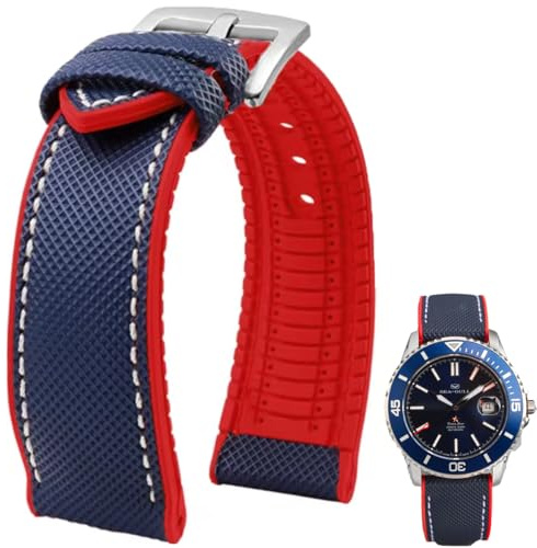 Danxancy FKM Rubber Nylon Watch Band 20mm 21mm 22mm 23mm 24mm Fluororubber Waterproof Soft Breathable Durable FKM Rubber Watch Band Universal Replacement Band Strap for Men Women