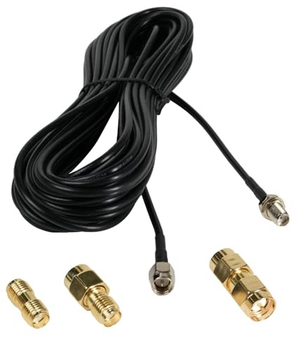 JiaHeHe Cavo di prolunga SMA da 10 m, cavo antenna RG174, SMA maschio a femmina con 3 adattatori coassiali RF, estensione per antenna WLAN e antenna LTE, 4G LTE, dispositivi FPV, router e molto altro