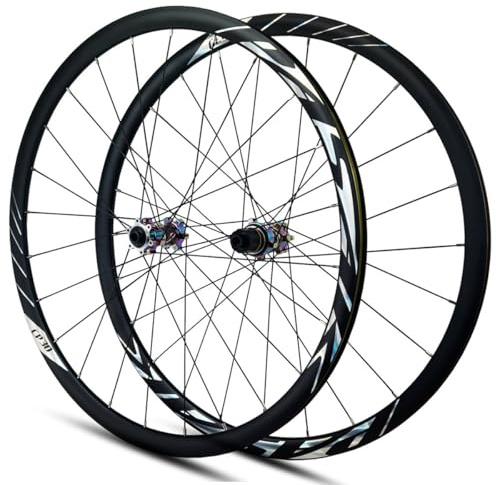 Rennrad-Laufradsatz Steckachse 700c Rennrad Felge Scheibenbremse Naben 24H Aluminiumlegierung Felgen for 8 9 10 11 12 Gänge Kassette(Colourful,HG_Thru AXLE 15 * 100MM)