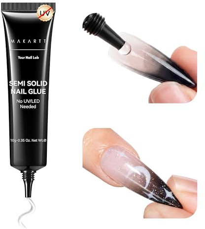 Makartt Nagelkleber Extra Stark Semi Solid Für Kunstnägel 20s Ohne UV | Semi Solid Nagelkleber Mit 28 Tage Halt, HEMA Frei, Präzise Anwendung Für Press On Nails Und Tips Ohne UV Lampe