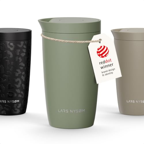 LARS NYSØM Thermo Kaffeebecher to go 350ml | Travel Mug 0,35L isoliert | Quick-Press-Trinkdeckel | Auslaufsicherer Edelstahl Thermobecher für Kaffee und Tee unterwegs (Sage Green, 350ml)