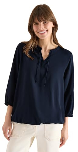 Cecil Damen 3/4-Arm Bluse mit Split Neck und Bändern