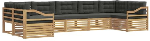 vidaXL Outdoor-Sofagarnitur 7 pcs Weiß und Anthrazit Polyester, Gartensofa, Moderne Außenmöbel, Bequeme Sitze, Lounge am Pool, funktionale Design für die Terrasse