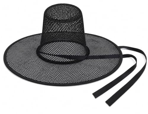 Mikovivi Korean Traditional Hat, Black Mesh Top Hat for Women | Black Wide Mesh Top Hat Vintage Costume for Halloween Carnival Christmas Party Stage