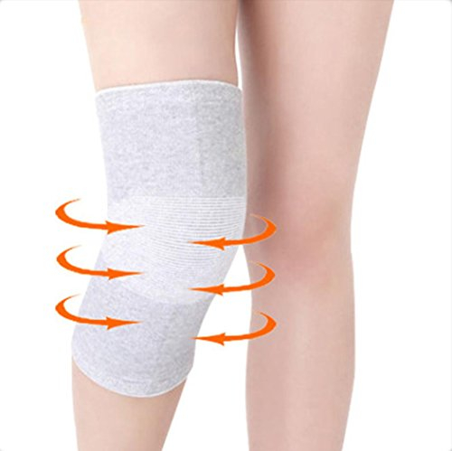 Bonvie.shop Kniebandage Bandage wärmende Kniestütze Kniestulpe elastisch Sportbandage Grau, Stückzahl:1 Stück, Größe:L