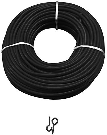 picturehangingdirect.co.uk Black Net Curtain Wire Voile rope rod Including 6 Hooks 6 eyes 1Mtr-30Mtr Length (Black Wire + (Black 6Hooks+6Eyes), 20 meter wire)