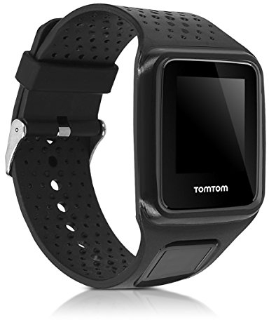 kwmobile Pulsera compatible con TomTom Runner 1 / Multi-Sport correa - 1x Correas de silicona flexible - Tamaño ajustable - negro