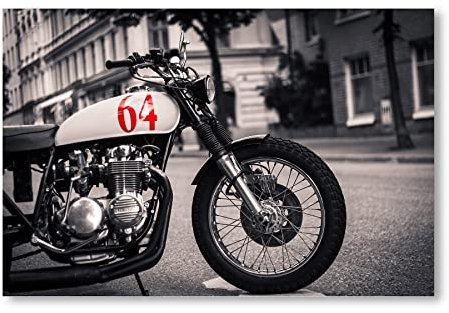 Postereck - 0947 - Motorrad, Moped Bike Schwarz Weiss Strasse - Fahrzeug Wandposter Fotoposter Bilder Wandbild Wandbilder - Poster - 3:2-30,0 cm x 20,0 cm
