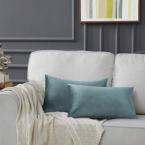 GIGIZAZA Kissenbezug Samt Kissenbezüge 30x50cm Dekorative Kissenhülle Zierkissenbezüge für Sofa Wohnzimmer Schlafzimmer und Auto 2er Set Petrol
