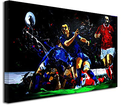 DECLINA, Tableau Déco, Décoration Murale Salon, Tableau imprimé, Tableau reproduit sur Toile Rugby Ejecteur Peinture Rémi Bertoche, 100x60 cm
