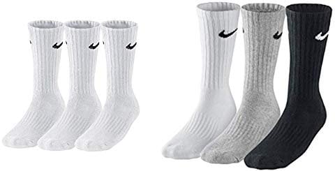 Nike 6 Paar Herren Damen Socken SX4508, weiß oder schwarz oder weiß grau schwarz, Unisex - Erwachsene, 42-46 EU