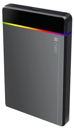 Wouueso Boîtier de Disque Dur/SSD RGB 2,5 Pouces de Type C, Connexion Haute Vitesse vers USB3.2 Gen1, 5 Gbit/S, Installation sans Outil