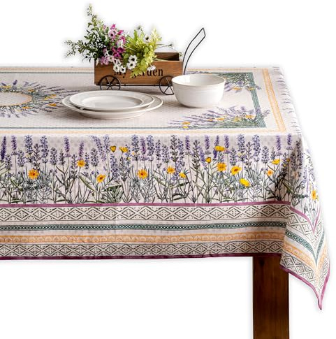 Maison d' Hermine Fanny Tischdecke aus 100% Baumwolle, für Küche, Esszimmer, Dekoration, Partys, Hochzeiten, Frühjahr/Sommer (rechteckig, 152 x 274 cm)