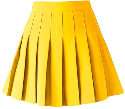 TONCHENGSD Plissierter Minirock für Damen, mit hoher Taille, Skater- und Tennisrock, gelb, Mittel
