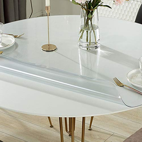 Geovne Mantel Protector,Mantel Transparente Fácil de Limpiar,Mantel de Plástico de PVC,Mantel Cristal,Cubierta de Mesa Redondo,Protector de Cristal,para Suelo de Madera,Mueble (120cm/47in)