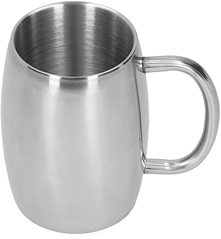 BuyWeek Taza De Cerveza De Acero Inoxidable, Taza De Café De 400 Ml, Taza De Té Con Leche, Taza De Café De Acero Inoxidable Con Asa Para Oficina En Casa