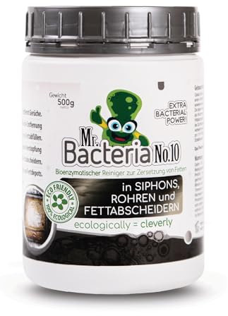 Mr.Bacteria No.10 Bioenzymatischer Reiniger zur Zersetzung von Fetten für Siphons, Rohre und Fettabscheider 500g (1 x 500 g)
