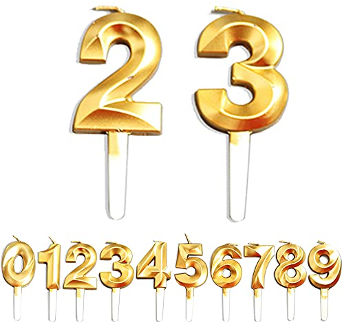 Geburtstag Zahl Kerzen, 2/3/23/32 JJubiläumstorten Dekoration, Gold Nummer Geburtstagskuchen kerzen, Kuchen Dekoration für Geburtstag Party Hochzeit Jahrestag Abschlussfeier Feier Lieferungen