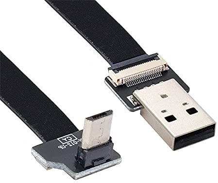 xiwai 0.2M Up Angled USB 2.0 Type-A Male to Micro USB 5Pin Male Data Flat Slim FPC Cable for FPV & Disk & Phone