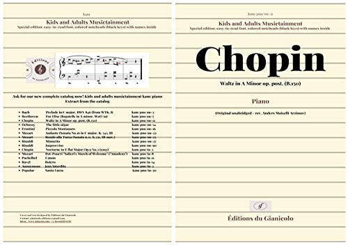 Chopin : Waltz in A Minor op. post. (B.150) Special edition easy-to-read, colored noteheads (black keys) with names inside (Kids and adults musictainment [kam]) (English Edition)