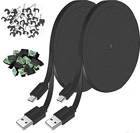 MASEE Power Extension Cable for Wyze Cam V3/OG, Blink, Arlo Essential, Eufy, SimpliSafe, Blink Mini Pan, YI (Not for Wyze Pan v3), Weatherproof Charging Cable for Surveillance Camera, Black, 2