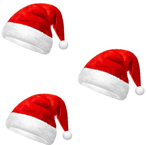 Tuofang Weihnachtsmütze, Nikolausmütze 3 Stück, Rot Weihnachtsfeier Hut, Weihnachten Mütze Plüsch, Verdicken Weihnachtsmann Hut Für Kinder Und Erwachsene