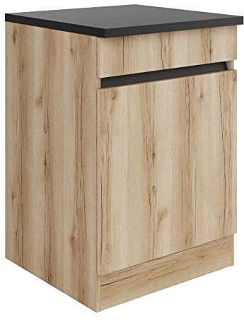 idealShopping GmbH Küchen Spülenunterschrank mit Arbeitsplatte Kaya SP606-0+ in Wildeiche Nachbildung 60 cm breit