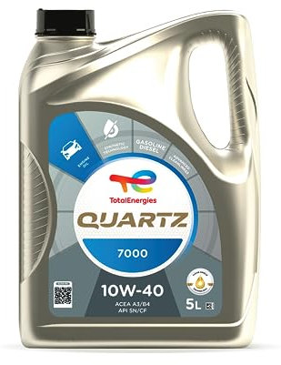 TotalEnergies Quartz 7000 10W40 Engine Oil - ACEA A3/B4, API SN/CF - Clean-Shield Technology - Synthetic Motor Oil Lubricant - 5L