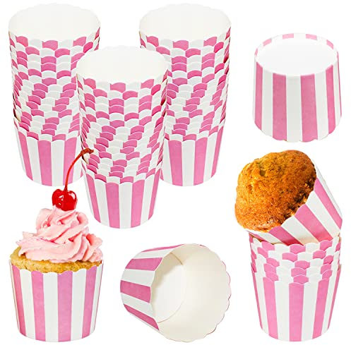 Cupcake Backbecher Einweg Muffinförmchen Backpapier Cupcake Liners Backförmchen aus stabilem Papier für Geburtstage Hochzeiten und Partys(50 pro Pack) (Rosa)
