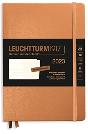 LEUCHTTURM1917 365678 Wochenkalender & Notizbuch Medium (A5) 2023, 12 Monate, Kupfer, Deutsch
