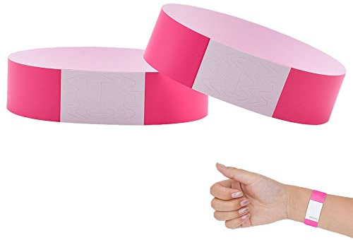 LATRAT Festival et discothèque, Bracelets d'identification imperméables, 100 pièces bracelets en papier d'événements, Bracelets d'identification d'événements de fête (rose)