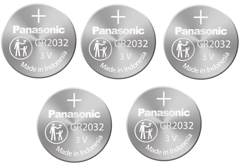 PANASONIC CR2032 - 5 batterie da 3 V, conformi agli standard di sicurezza della batteria a bottone 2020