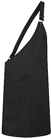 Karlowsky Asymmetrische Latzschürze Classic mit Tasche 70 x 90 cm Unisex - 65% Polyester/35% Baumwolle - schwarz
